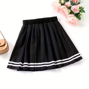 Girls' Slim-Fit Double Stripe A-Line Pleated Mini Skirt