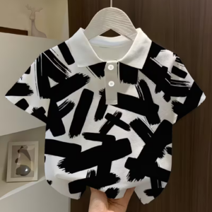 Graffiti Print Collared Short Sleeve