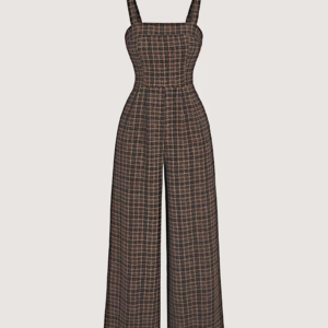 Sleeveless Plaid Jumpsuit with Straps