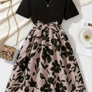 Girls' Fashion Floral Print Dress